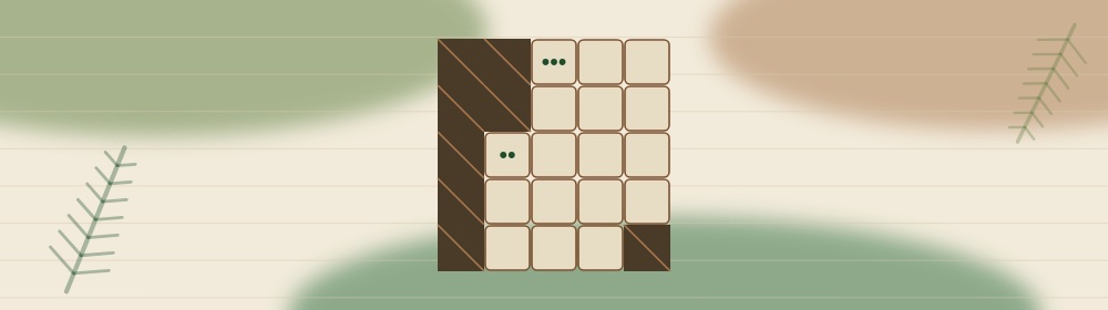 Bandeau Kakuro : le motif du jeu en bois et verts sur papier crème.