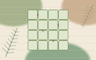 Vignette Futoshiki : le motif du jeu en bois et verts.