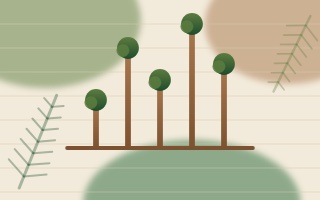 Vignette Gratte-ciel : le motif du jeu en bois et verts.